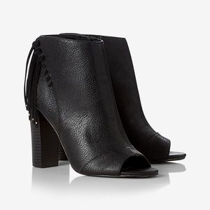 Express whipstitch fringe open toe booties